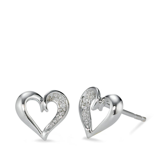 Clous d'oreilles Or blanc 18K Diamant 0.02 ct, 2 Pierres, w-si