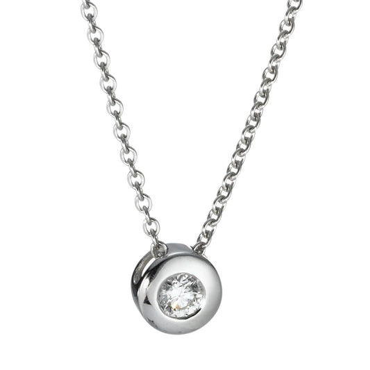 Chaînette avec pendentif Or blanc 18K Diamant 0.10 ct, w-si 42-45 cm Ø6 mm