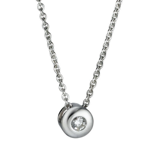 Chaînette avec pendentif Or blanc 18K Diamant 0.05 ct, w-si 42-45 cm Ø5 mm