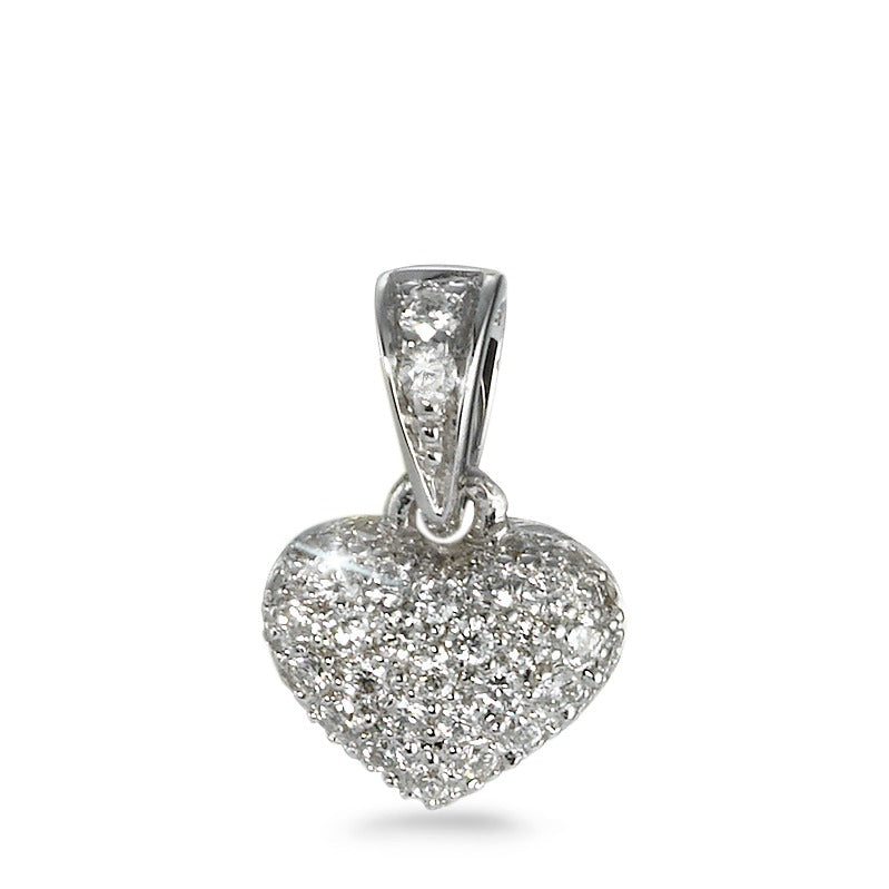 Pendentif Or blanc 18K Diamant 0.14 ct, 42 Pierres, w-si Coeur Ø6 mm