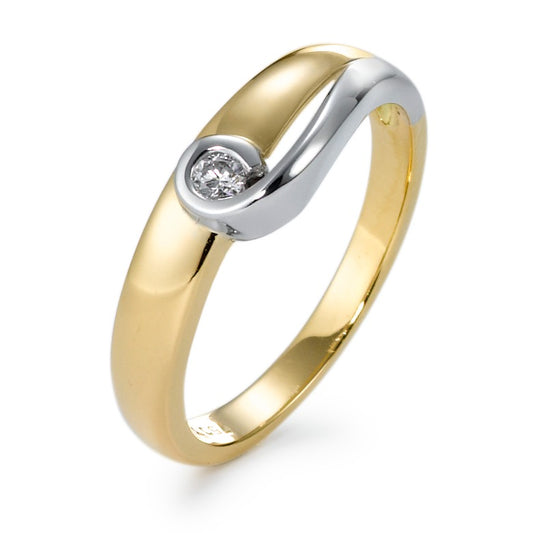 Bague Or jaune 18K, Or blanc 18K Diamant 0.05 ct, w-si