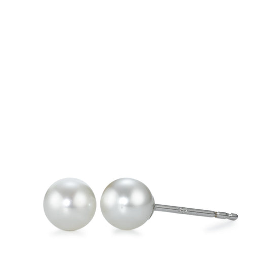 Clous d'oreilles Or blanc 18K perle d'eau douce