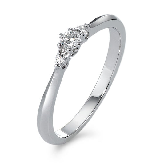 Bague Or blanc 18K Diamant 0.14 ct, 3 Pierres, w-si