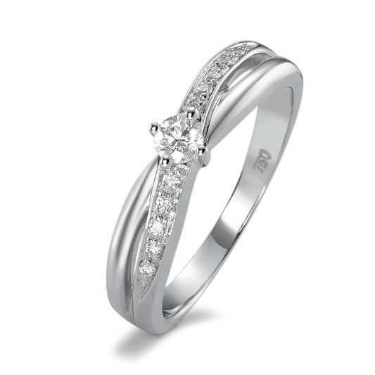 Bague Or blanc 18K Diamant 0.16 ct, 11 Pierres, w-si