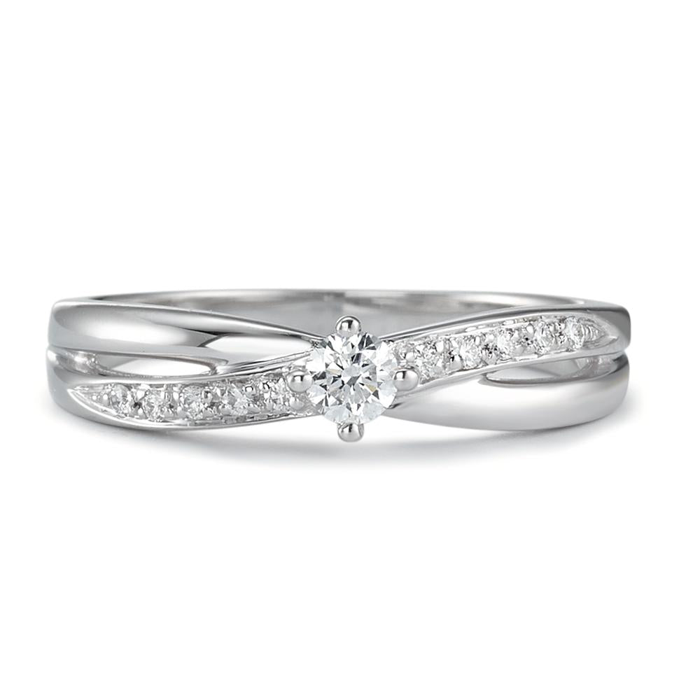 Bague Or blanc 18K Diamant 0.16 ct, 11 Pierres, w-si