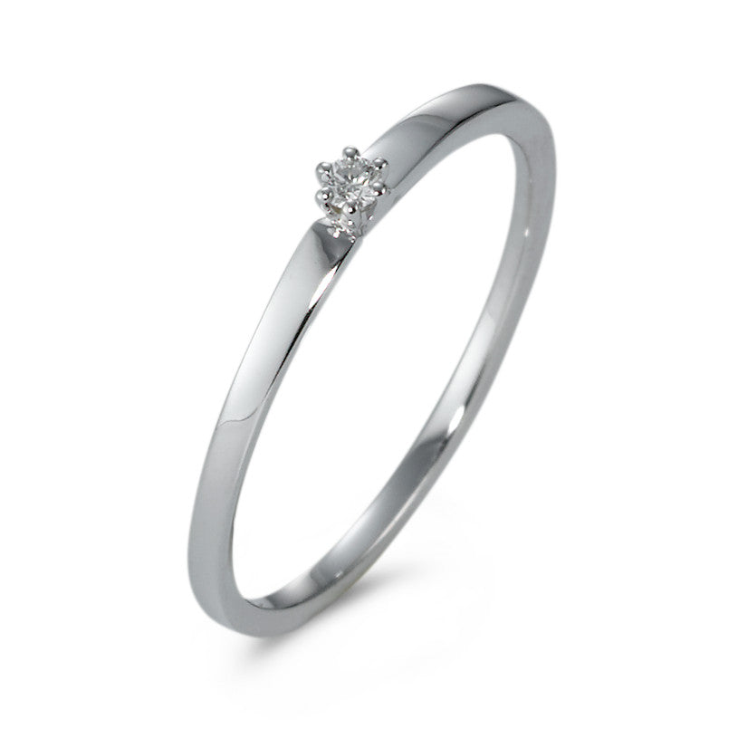 Bague solitaire Or blanc 18K Diamant 0.03 ct, w-si