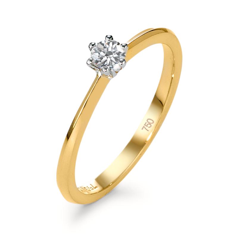 Bague solitaire Or jaune 18K, Or blanc 18K Diamant 0.15 ct, w-si