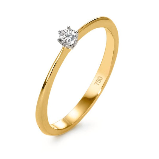 Bague solitaire Or jaune 18K, Or blanc 18K Diamant 0.07 ct, w-si