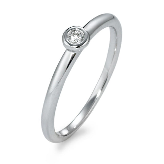 Bague solitaire Or blanc 18K Diamant 0.04 ct, w-si