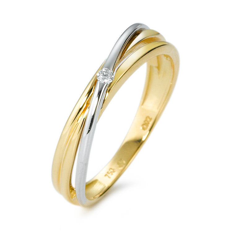 Bague Or jaune 18K, Or blanc 18K Diamant blanc, 0.02 ct, brillant, w-si