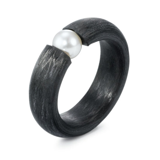 Bague Carbone perle d'eau douce