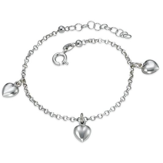 Bracelet Argent Rhodié Coeur 15-18 cm Ø7 mm