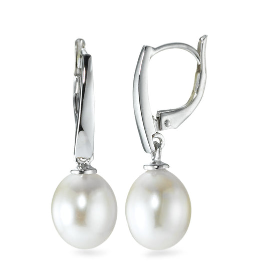 Pendant d'oreilles Or blanc 9K perle d'eau douce