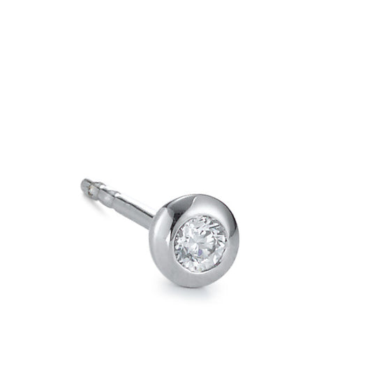 Clous d'oreille à l'unité Or blanc 9K Zircone Ø4 mm