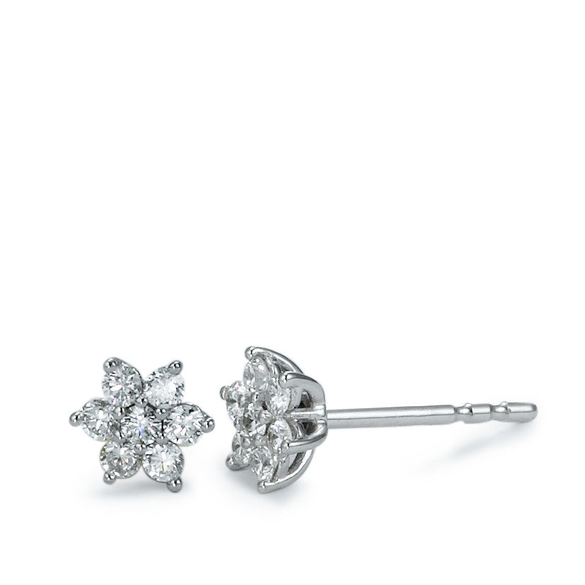 Clous d'oreilles Or blanc 18K Diamant 0.24 ct, 14 Pierres, brillant, w-si Ø5 mm