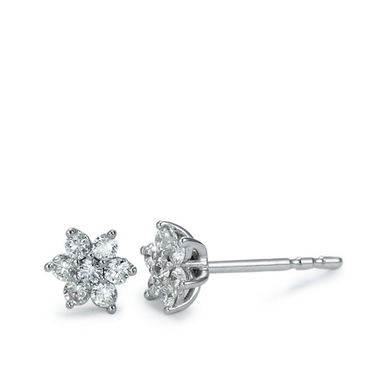 Clous d'oreilles Or blanc 18K Diamant 0.24 ct, 14 Pierres, brillant, w-si Ø5 mm