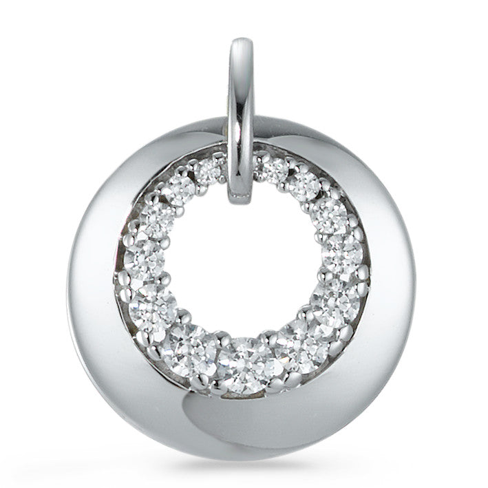 Pendentif Or blanc 9K Zircone 13 Pierres Ø13 mm