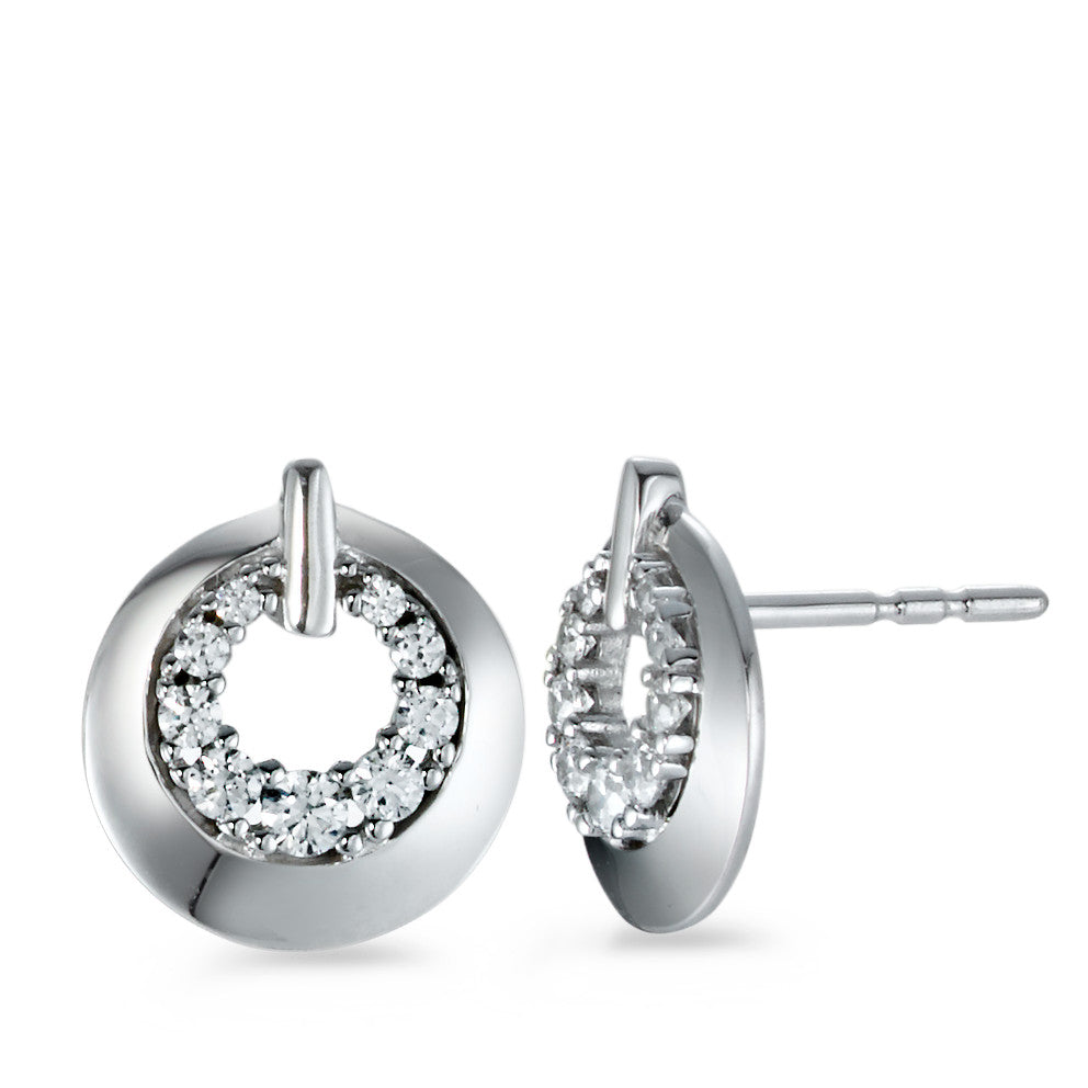 Clous d'oreilles Or blanc 9K Zircone 18 Pierres Ø9 mm