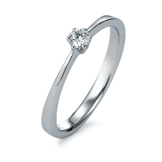 Bague solitaire Or blanc 18K Diamant 0.10 ct, brillant, w-si