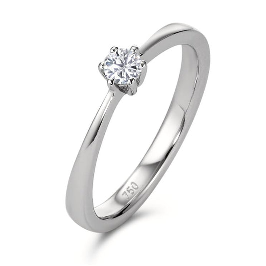 Bague solitaire Or blanc 18K Diamant 0.15 ct, brillant, w-si