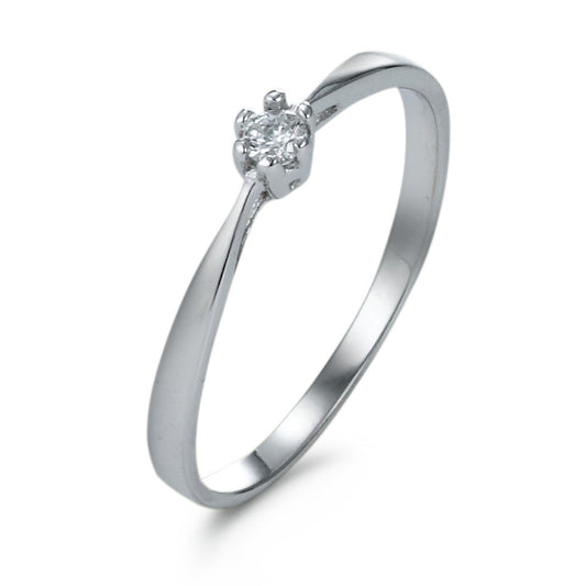 Bague solitaire Or blanc 18K Zircone