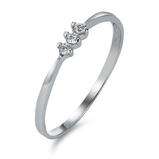 Bague solitaire Or blanc 18K Zircone 3 Pierres