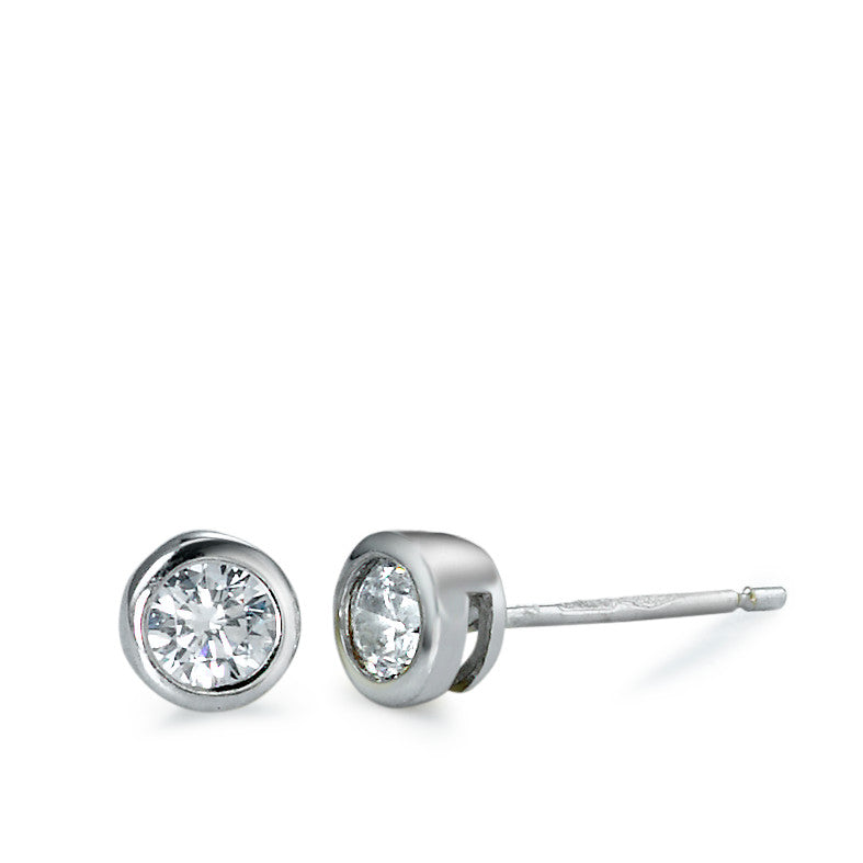 Clous d'oreilles Or blanc 18K Zircone Ø4.5 mm