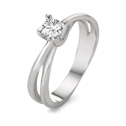 Bague solitaire Or blanc 9K Moissanite