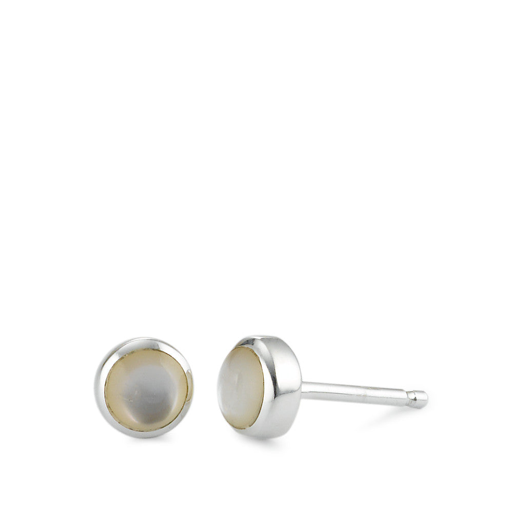 Clous d'oreilles Argent nacre Ø5.5 mm