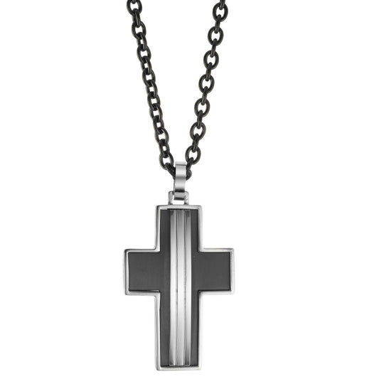 Chaînette avec pendentif Acier inoxydable PVD Croix 45-50 cm