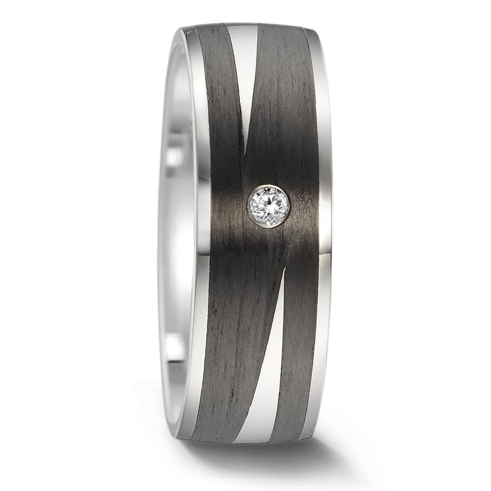 Bague Acier inoxydable, Carbone Zircone