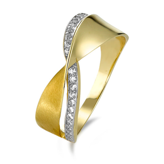 Bague Or jaune 9K Zircone 24 Pierres