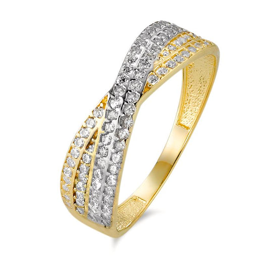 Bague Or jaune 9K Zircone Bicolore