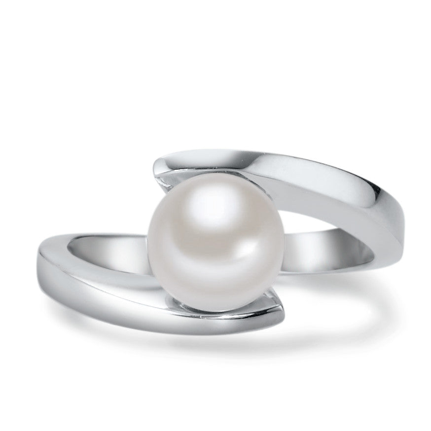 Bague Or blanc 18K perle d'eau douce