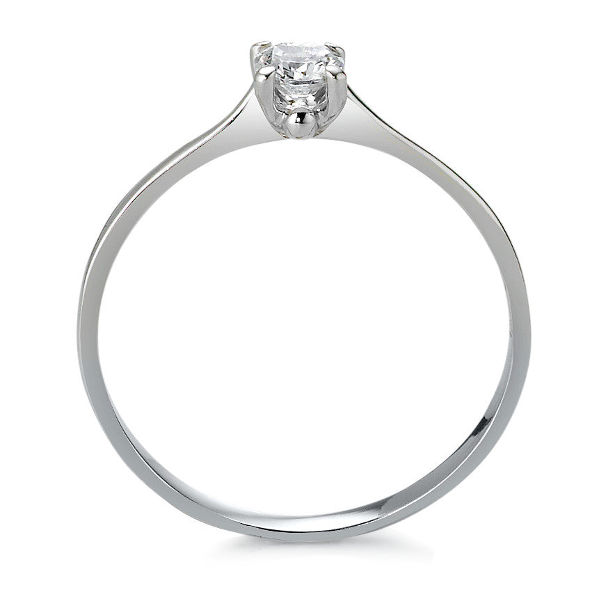 Bague solitaire Or blanc 18K Zircone Ø4 mm