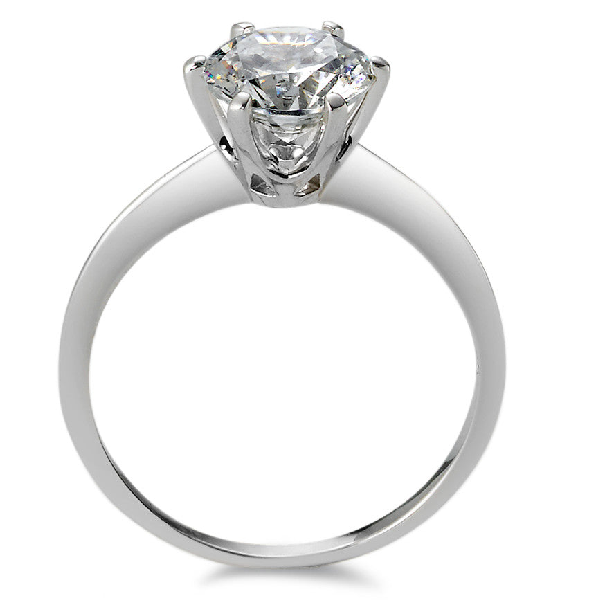 Bague solitaire Or blanc 18K Zircone Ø7.5 mm