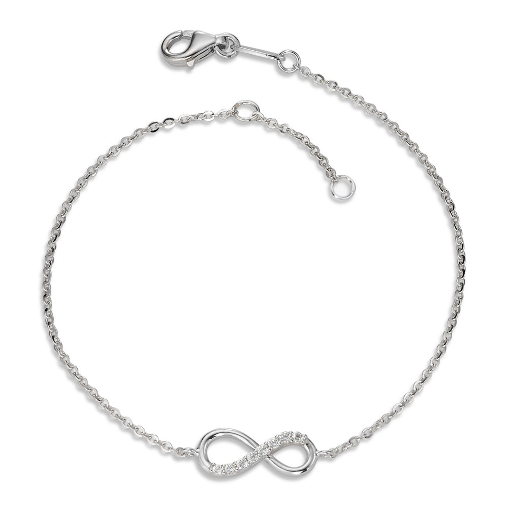 Bracelet Or blanc 18K Zircone 8 Pierres Infini 16-18 cm