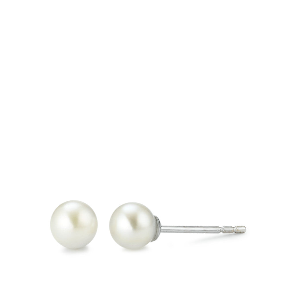 Clous d'oreilles Or blanc 18K perle d'eau douce