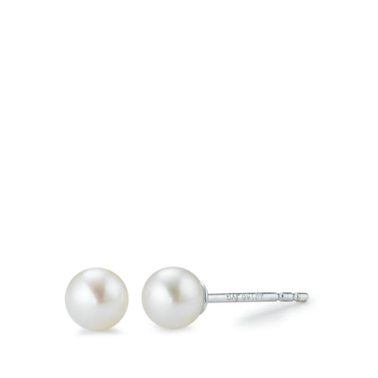 Clous d'oreilles Or blanc 18K perle d'eau douce