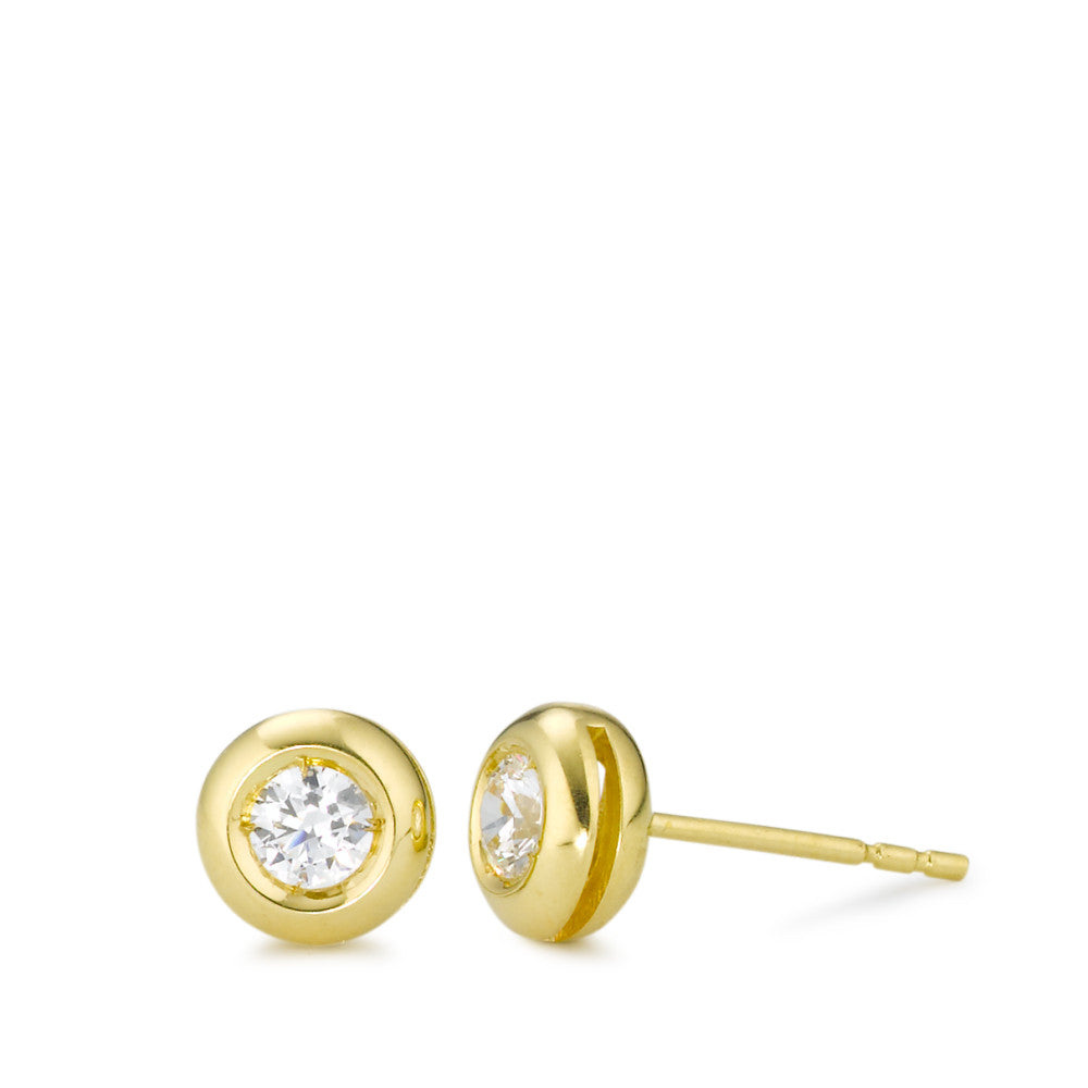 Clous d'oreilles Or jaune 18K Zircone 2 Pierres Ø6.5 mm