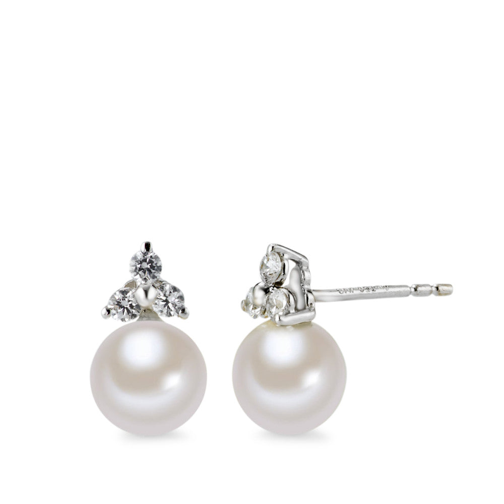 Clous d'oreilles Or blanc 18K perle d'eau douce