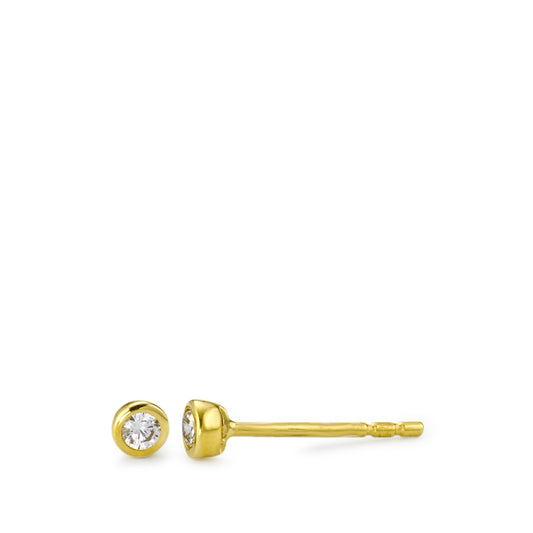 Clous d'oreilles Or jaune 18K Zircone 2 Pierres Ø3 mm