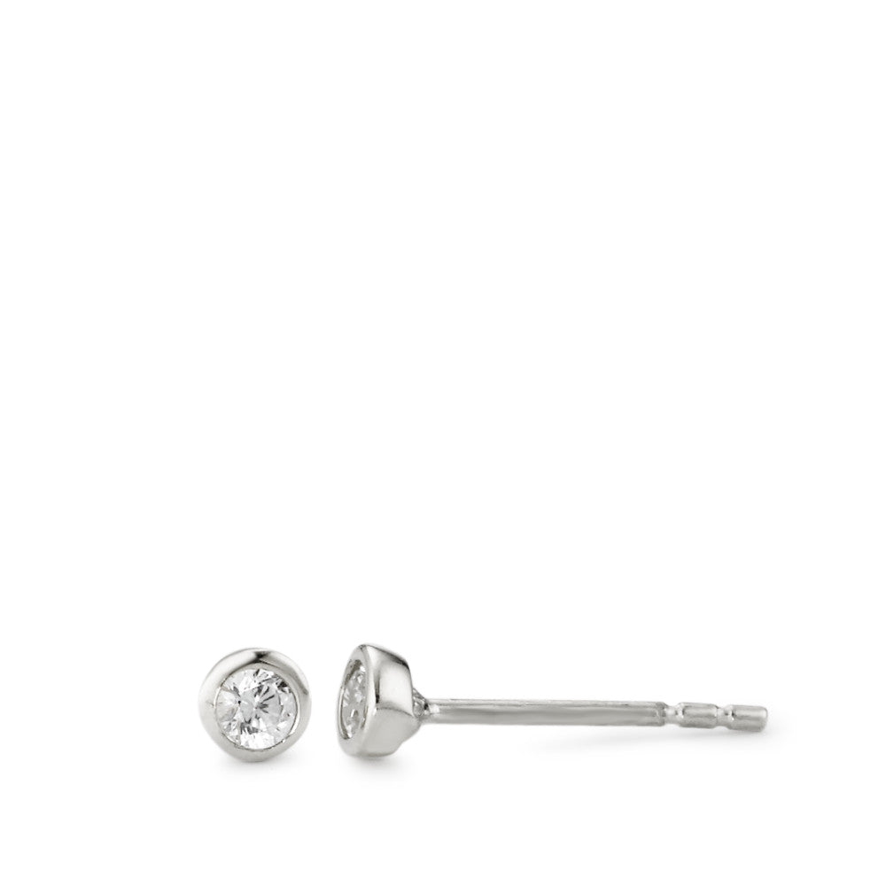 Clous d'oreilles Or blanc 18K Zircone 2 Pierres Ø3.5 mm