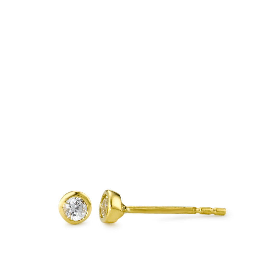 Clous d'oreilles Or jaune 18K Zircone 2 Pierres Ø3.5 mm