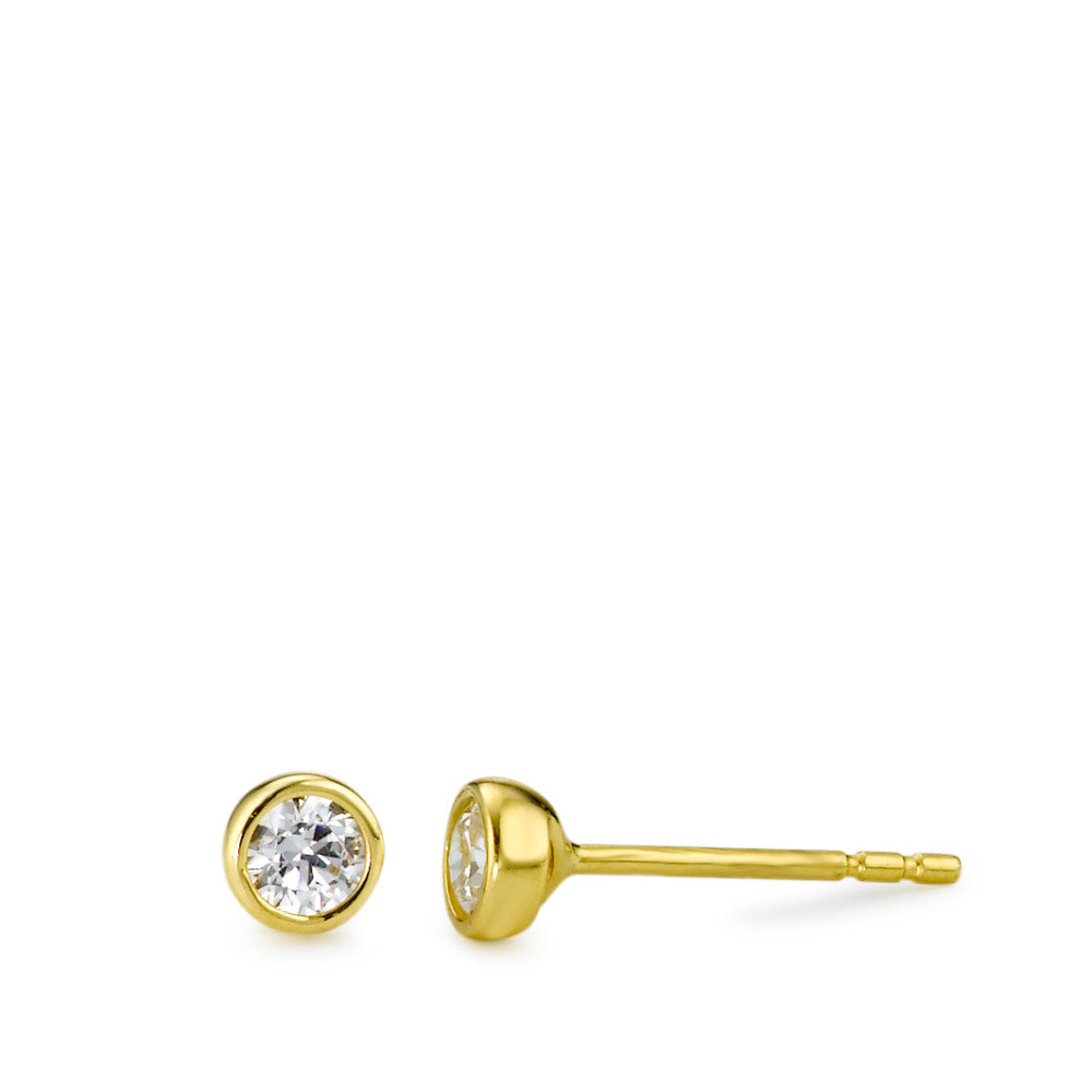 Clous d'oreilles Or blanc 18K Zircone 2 Pierres Ø4 mm