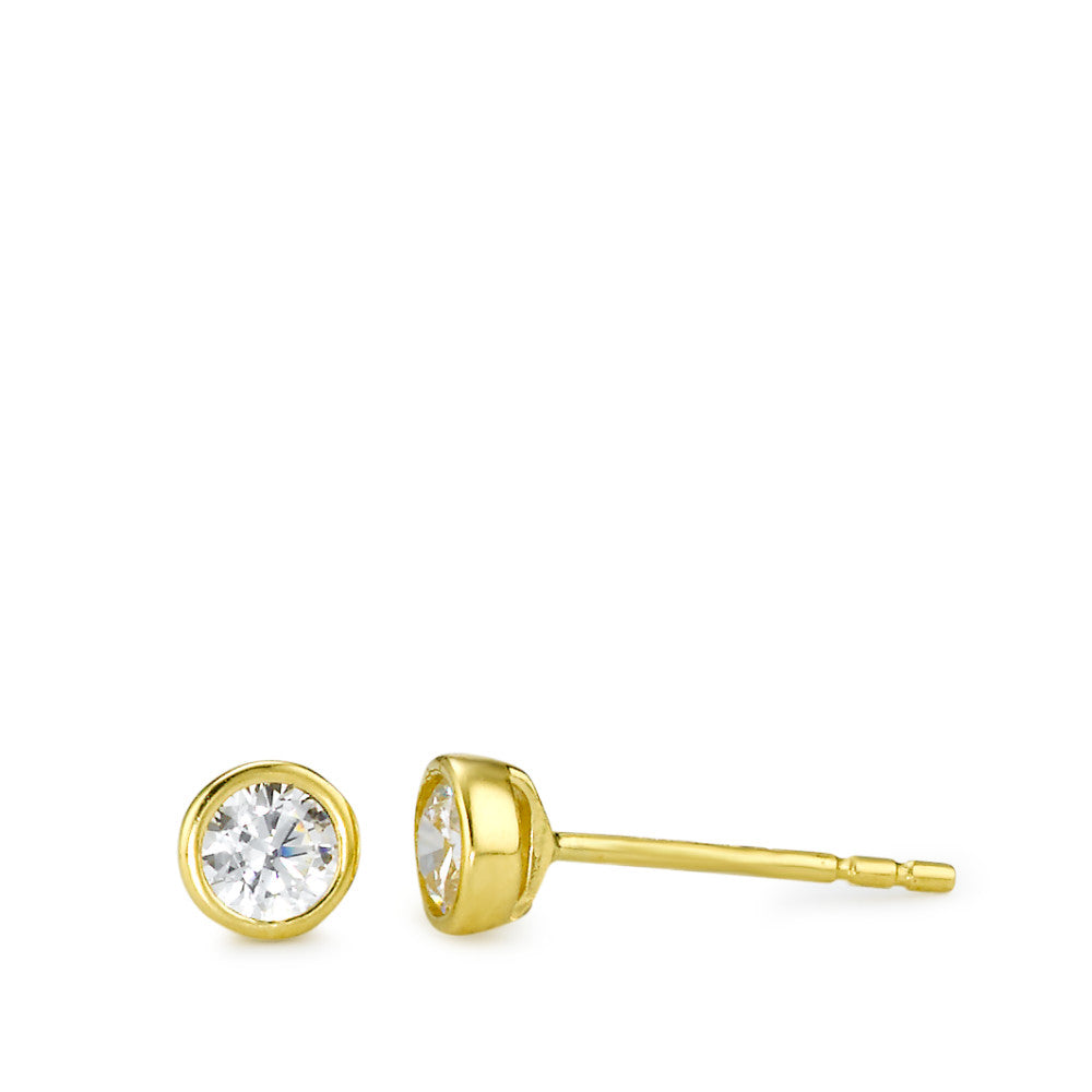 Clous d'oreilles Or jaune 18K Zircone 2 Pierres Ø4.5 mm