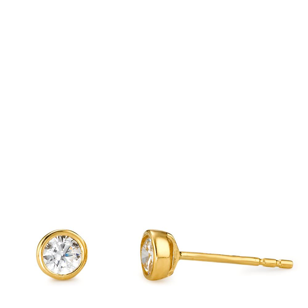 Clous d'oreilles Or jaune 18K Zircone 2 Pierres Ø4.5 mm