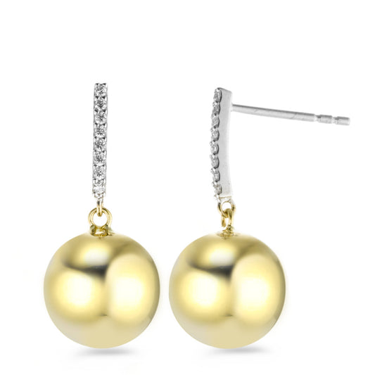 Pendant d'oreilles Or blanc 18K, Or jaune 18K Zircone 16 Pierres