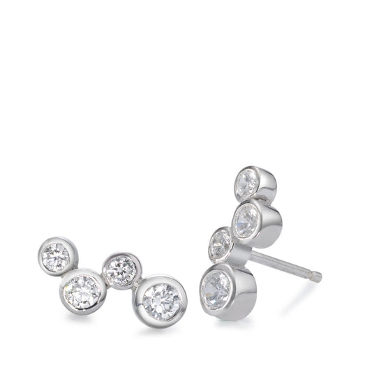 Clous d'oreilles Argent Zircone 8 Pierres Rhodié