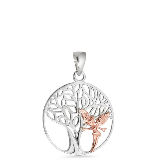 Pendentif Argent rosé Plaqué or Arbre de la vie Ø18 mm